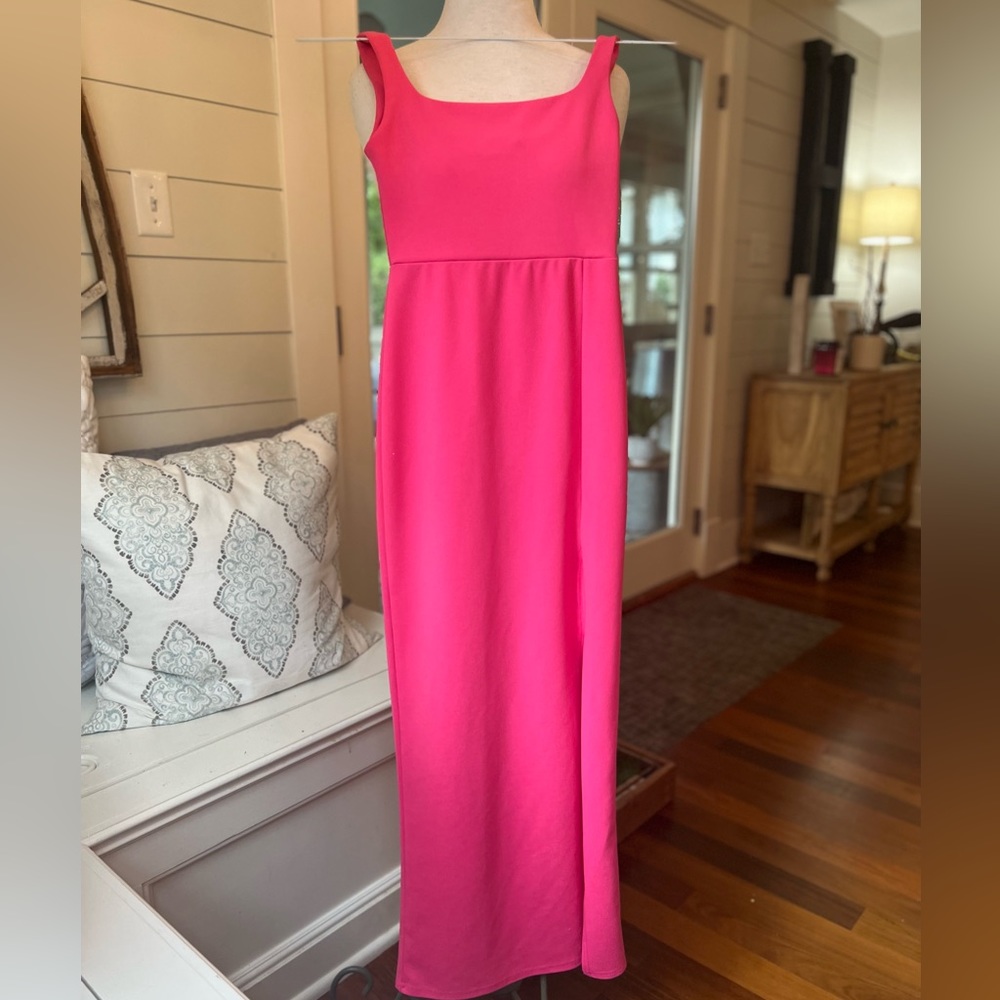 Nasty Gal hot pink dress with slit